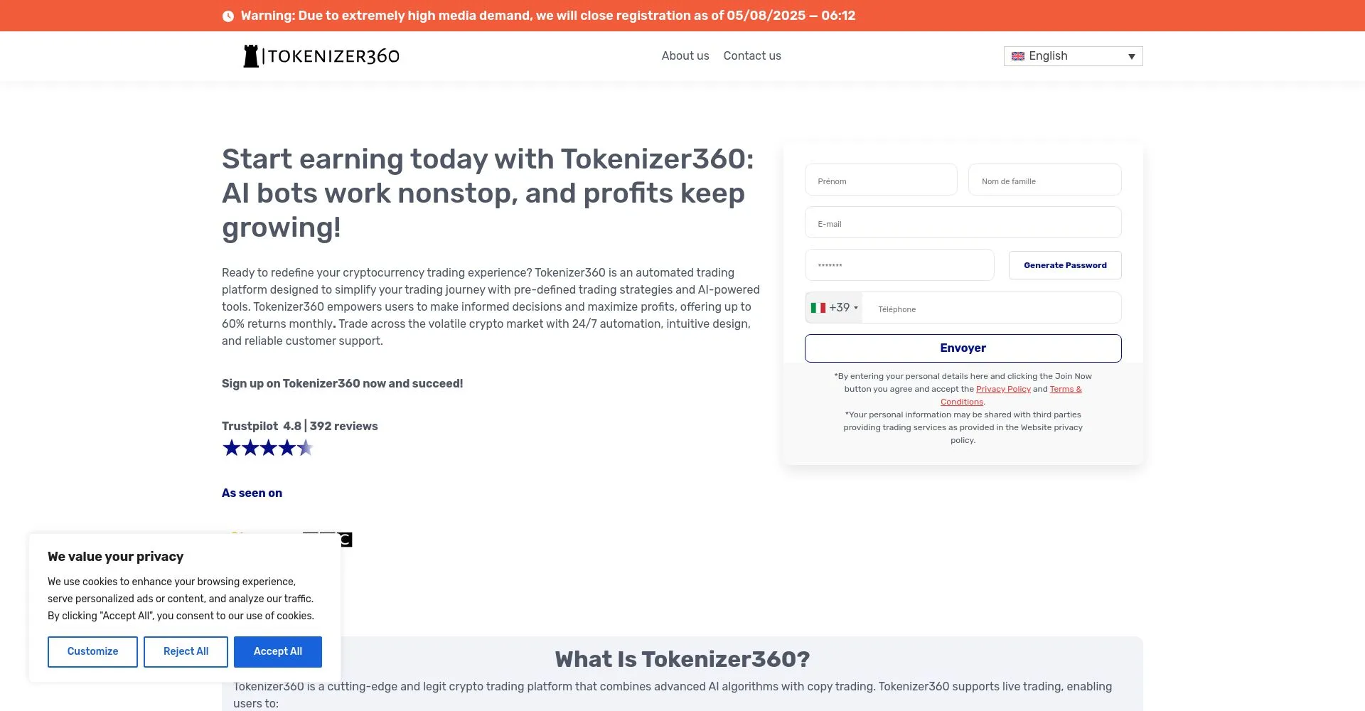 Tokenizer360 Recensioni 2025: è una truffa o è legale?