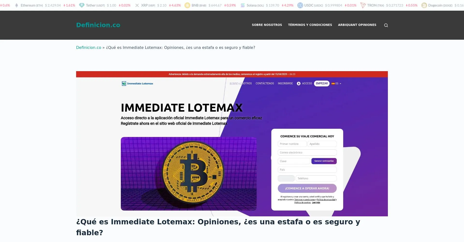 Immediate Lotemax Recensioni 2025: è una truffa o è legale?