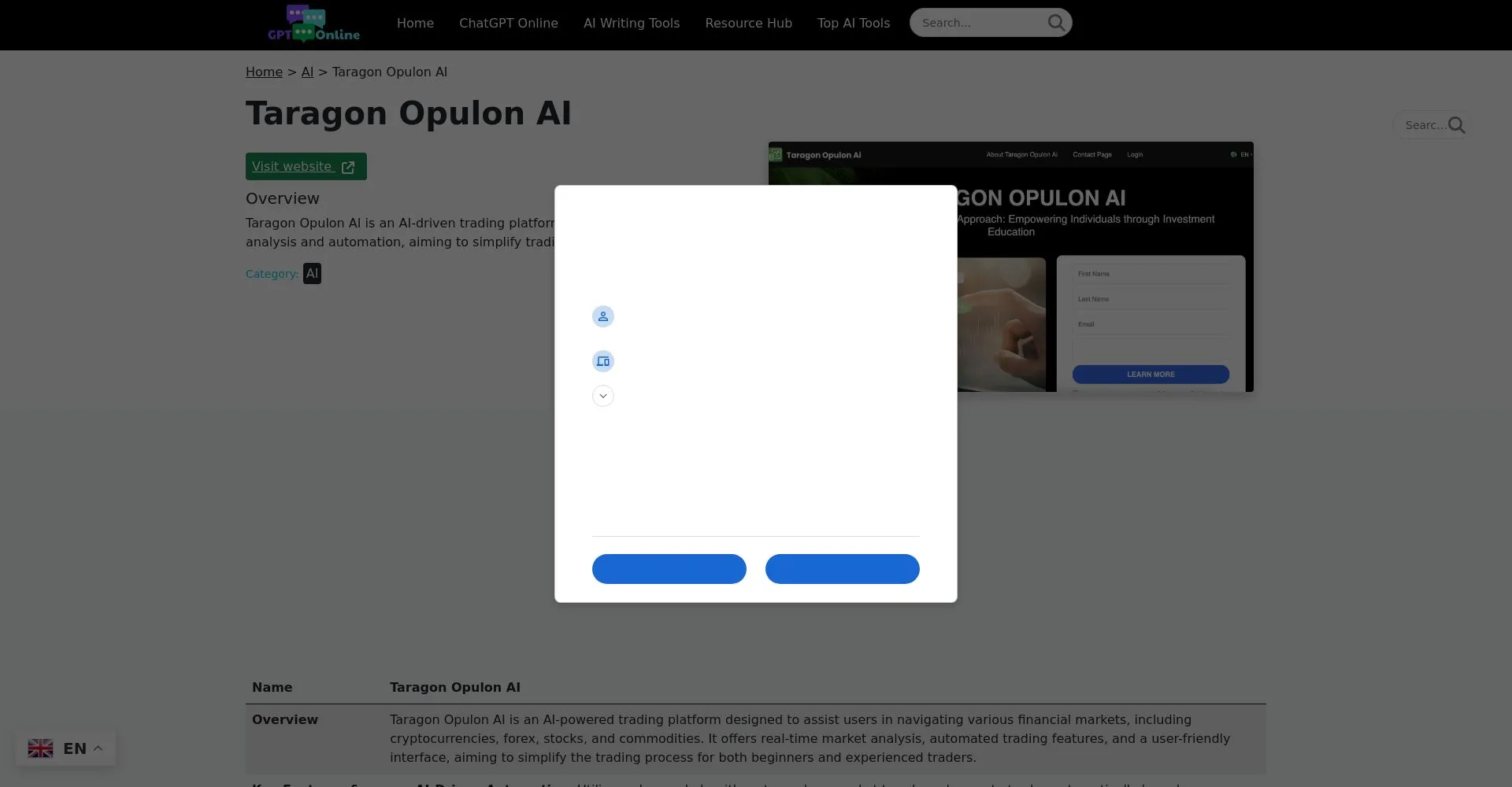 Taragon Opulon Ai Recensioni 2025: è una truffa o è legale?